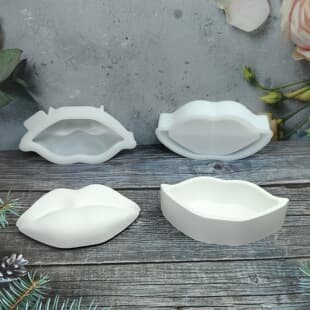 S2952+S2953 Lip Storage Box Decorative Cement Plaster Mold DIY Silicone Mold