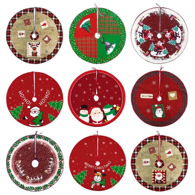 2022 New Cross-Border Christmas Tree Skirt, Creative and Exquisite Printed Tree Base Decoration, Christmas Supplies and Ornaments Wholesale