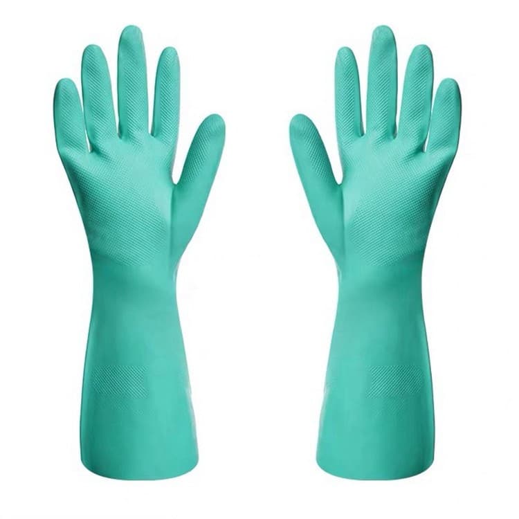 Green Nitrile Rubber Lined Chemical-Resistant Industrial Protective Anti-Slip Oil-Acid-Alkali Resistant Nitrile Gloves