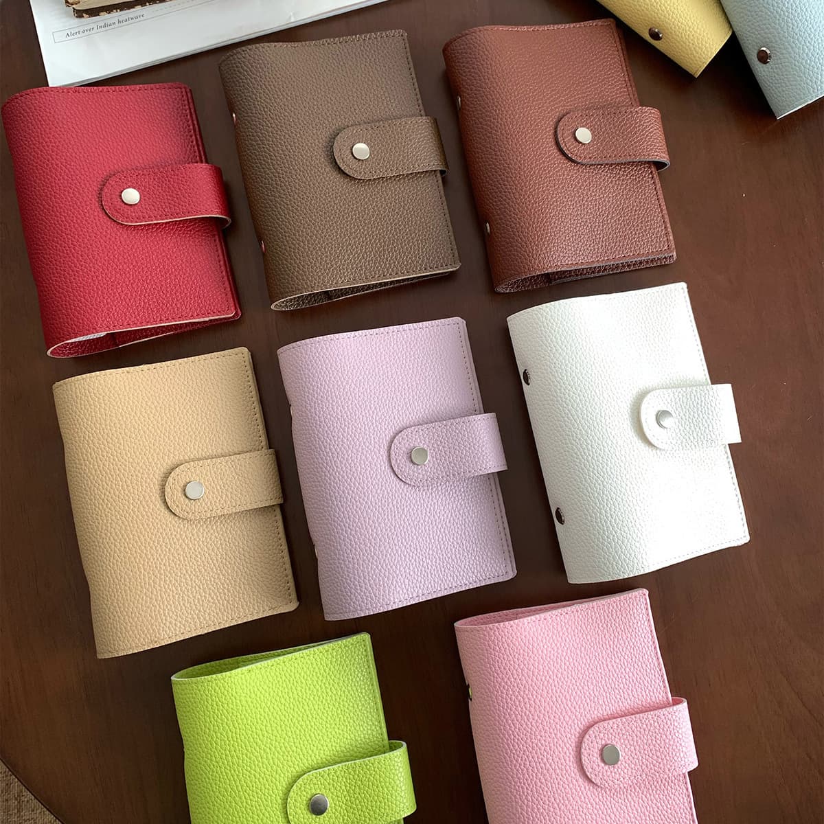 M5A7 Lychee Pattern Soft PU Leather Journal Detachable Loose-Leaf Notebook Blank Inner Pages Refill