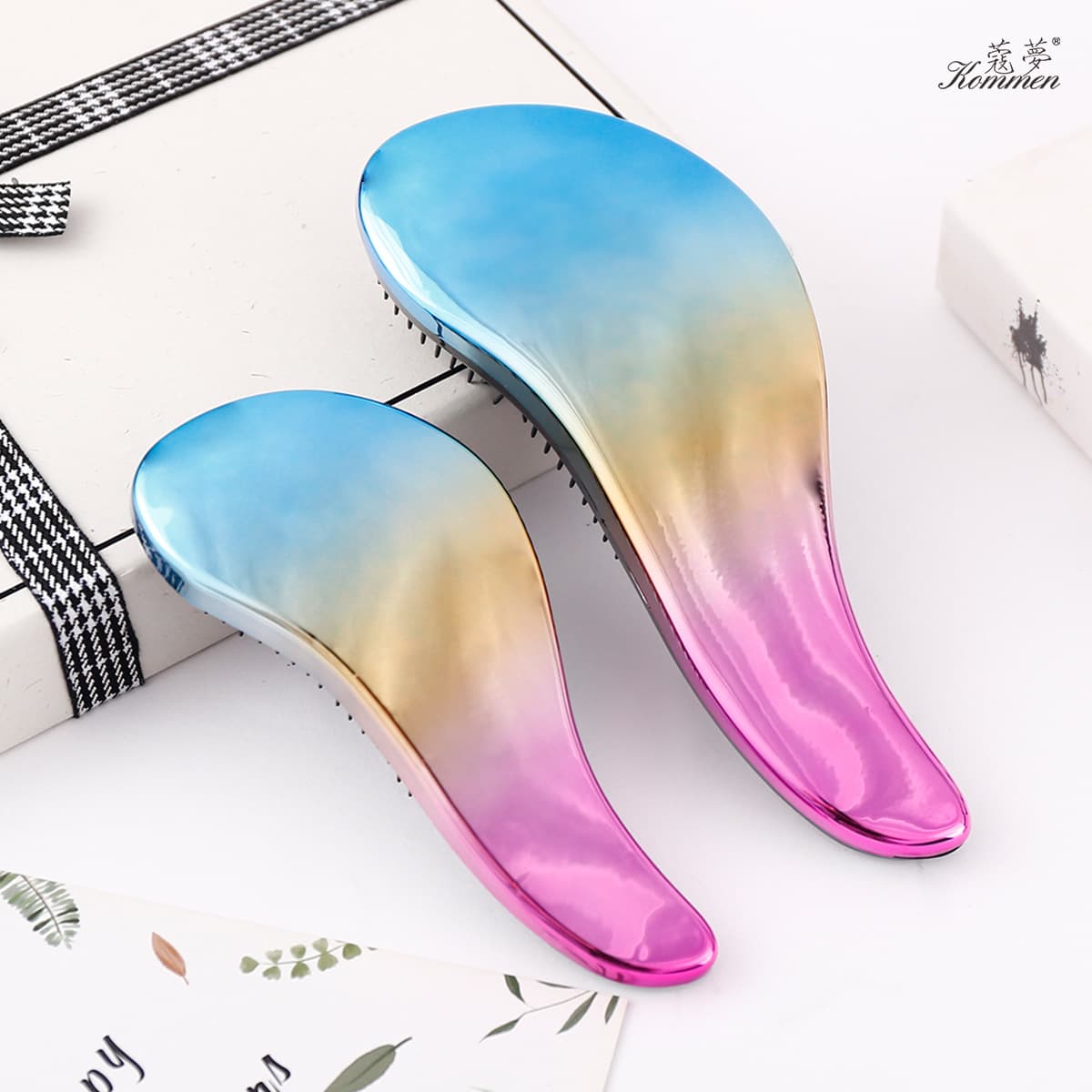 Cross-border large electroplated TT comb anti-knot hair smoothing comb British Princess same style comb ladies long curly hair magic comb