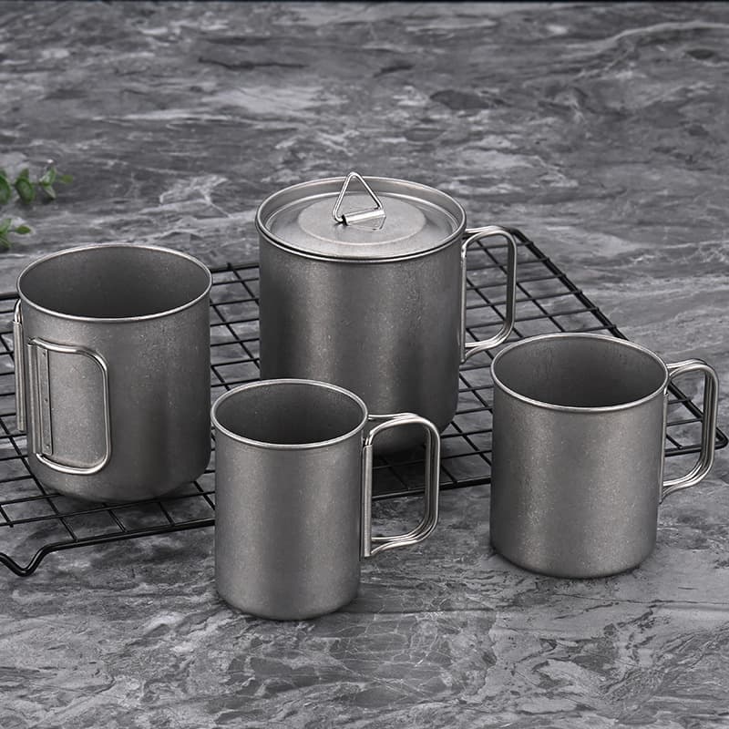 Carabiner Water Cup Camping 304 Stainless Steel Mug Retro Outdoor Folding Sports Cup Portable
