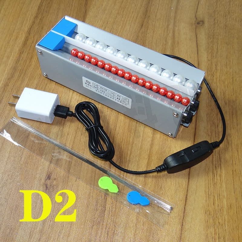 Dual Multi-Channel Electric Beading Machine Adjustable Length Small Hand Beading Tool Automatic Needle Alignment Home Processing Point