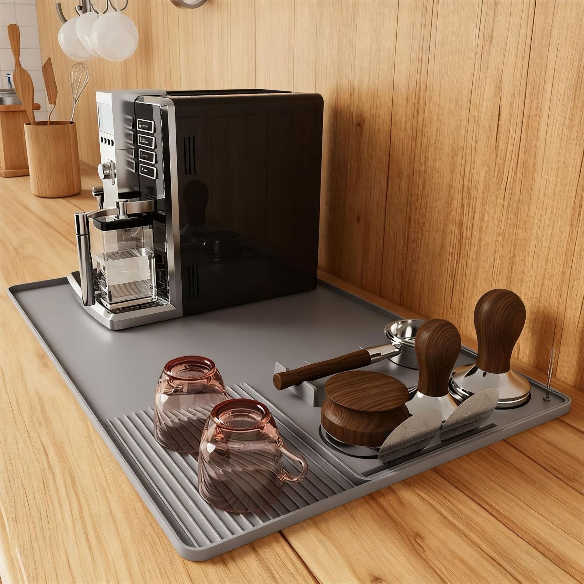 Cross-border popular silicone coffee machine mat bar drain mat coffee machine mat multi-functional kitchen counter drying mat