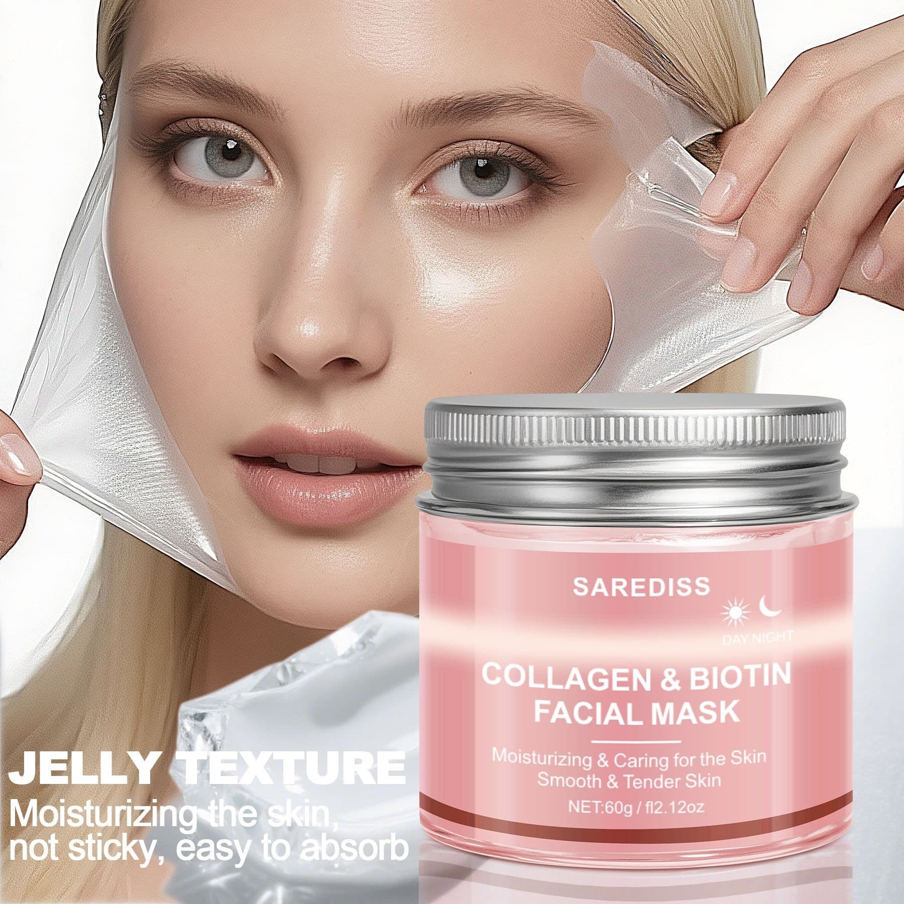Cross-border trade peel-off mask in stock, full English packaging, collagen moisturizing, firming, and nourishing with spatula