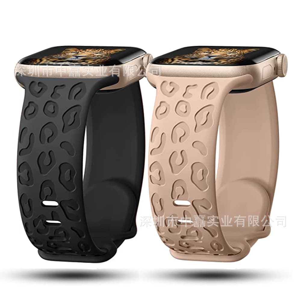 Laser leopard print silicone strap for Apple Watch Ultra S9 (41mm/40mm/45mm/49mm)