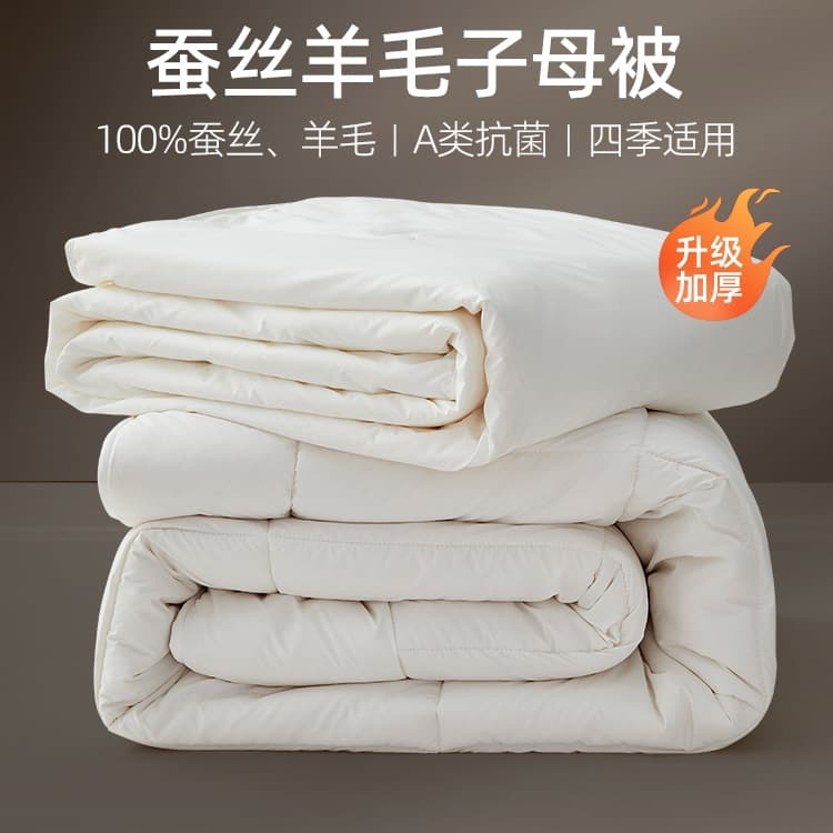 Silk Duvet Air Conditioning Quilt Student Dormitory Universal Comforter Imported Silk Wool Two-in-One Mother-Child Quilt