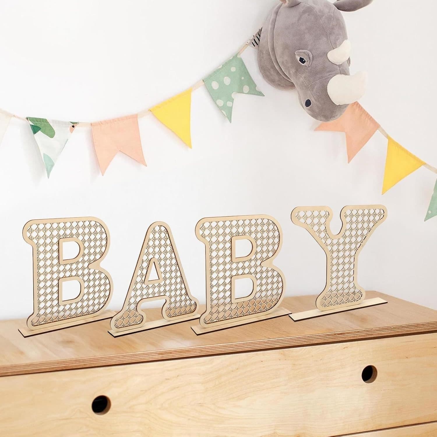 Cross-border New Double-layer Wooden Baby Alphabet Set Bohemian Style Nursery Home Decoration Wholesale