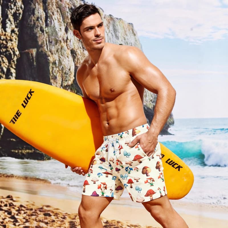 2025 INS Style Swim Trunks for Men, Anti-Embarrassment Loose Quick-Dry Swimming Gear, Men's Flat-Leg Swimwear, Beach Shorts