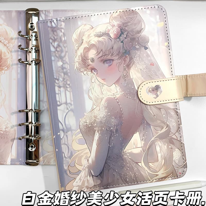 Platinum Wedding Beauty A5 Refillable Binder Card Album Cover High-Quality Cartoon Anime PU Leather Magnetic Snap Collection Book