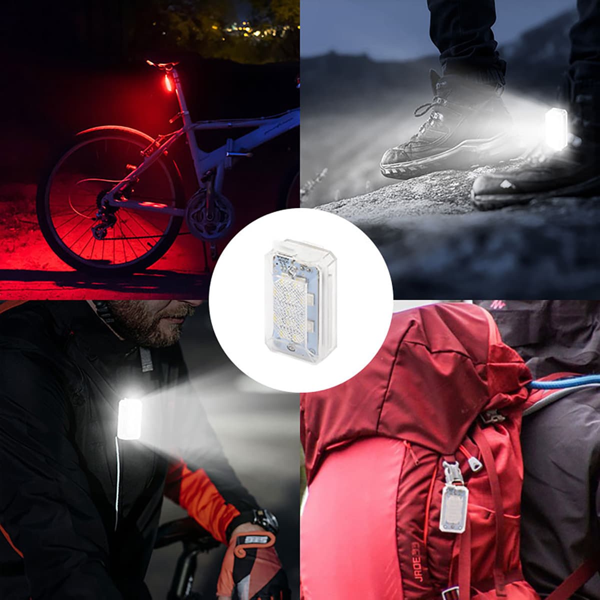 New Cross-Border Outdoor Cycling LED Shoulder Clip Light, Multifunctional Rechargeable Running Light with RGB Warning Light