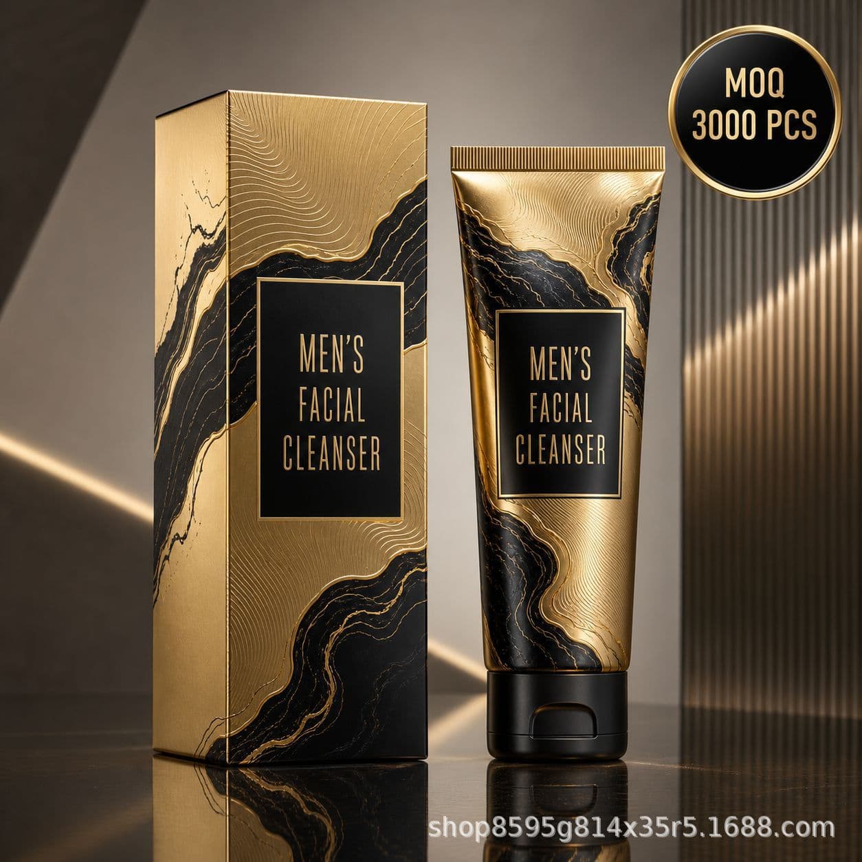 Cross-border Hot Sale Custom New Men's Face Wash Card Box Premium Silver Card Paper Skincare Packaging Gold Foil Logo
