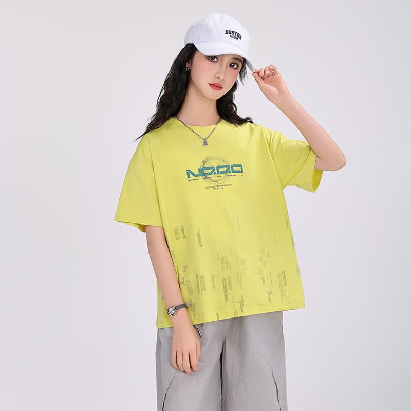 Junior High School Girls' Short-Sleeved T-Shirt, Girls' Summer New Unisex Cotton T-Shirt, Half-Sleeved Loose Top for Teenage Students