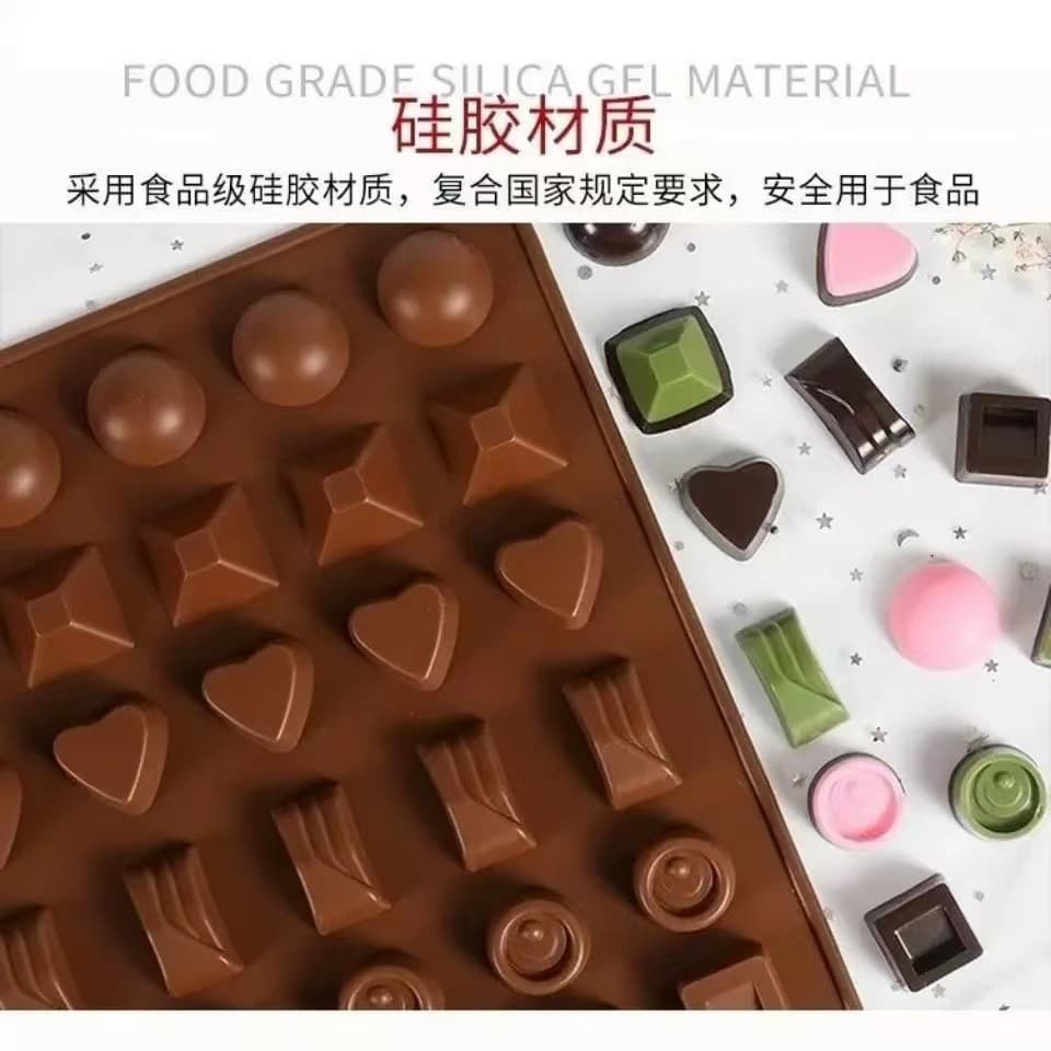 30-Cavity Food-Grade Silicone Chocolate Mold High-Temperature Resistant Home DIY Baking Candy Mold