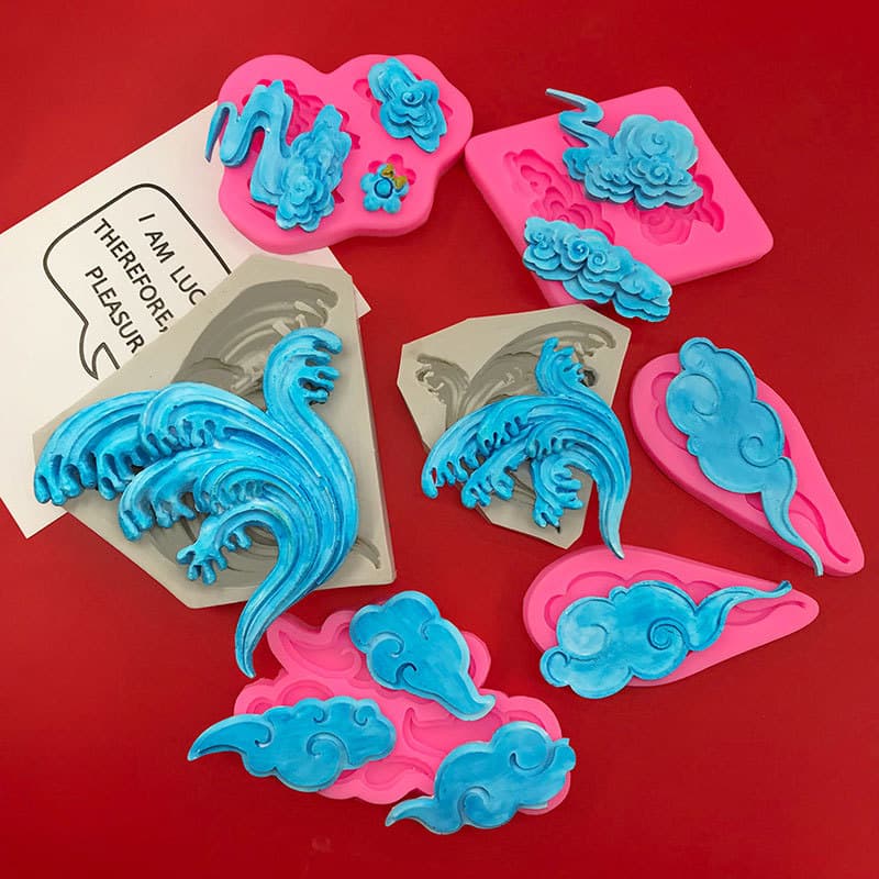 Wave Sea Wave Auspicious Cloud Shape Handmade Mold DIY Chocolate Cake Baking Tool Glue Gypsum Mold