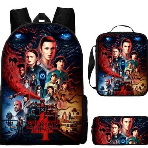Amazon New Stranger Things 4 Student Backpack Kids Bag Crossbody Pencil Case