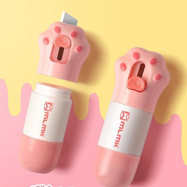 Cat Claw Integrated Correction Fluid with Built-in Box Cutter, Quick-Drying, Non-Messy Handwriting Eraser for Thermal Paper