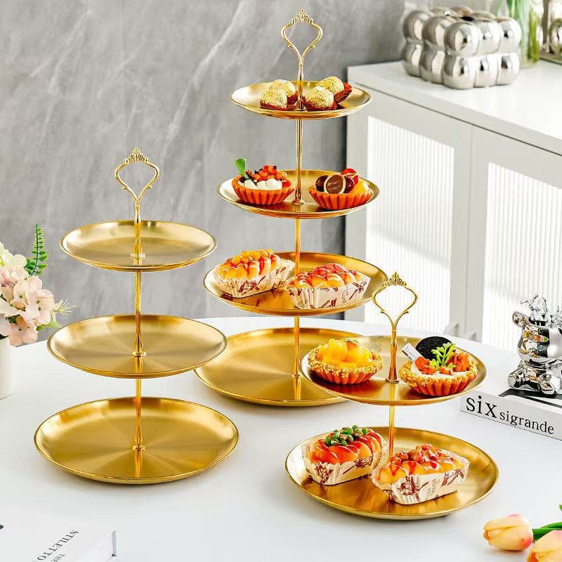 Cross-border Fruit Tray Home Coffee Table Multi-layer Candy Plate Cake Tray Luxury High-end Snack Dessert Stand Display Rack