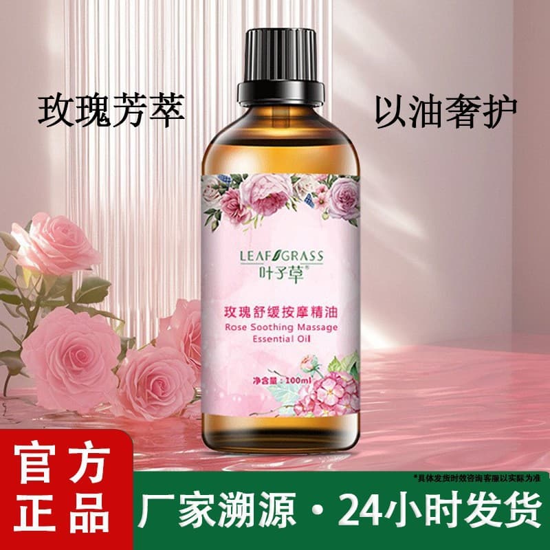 Factory sales popular leaf grass rose body massage essential oil shoulder and neck massage open back beauty massage shop spa special