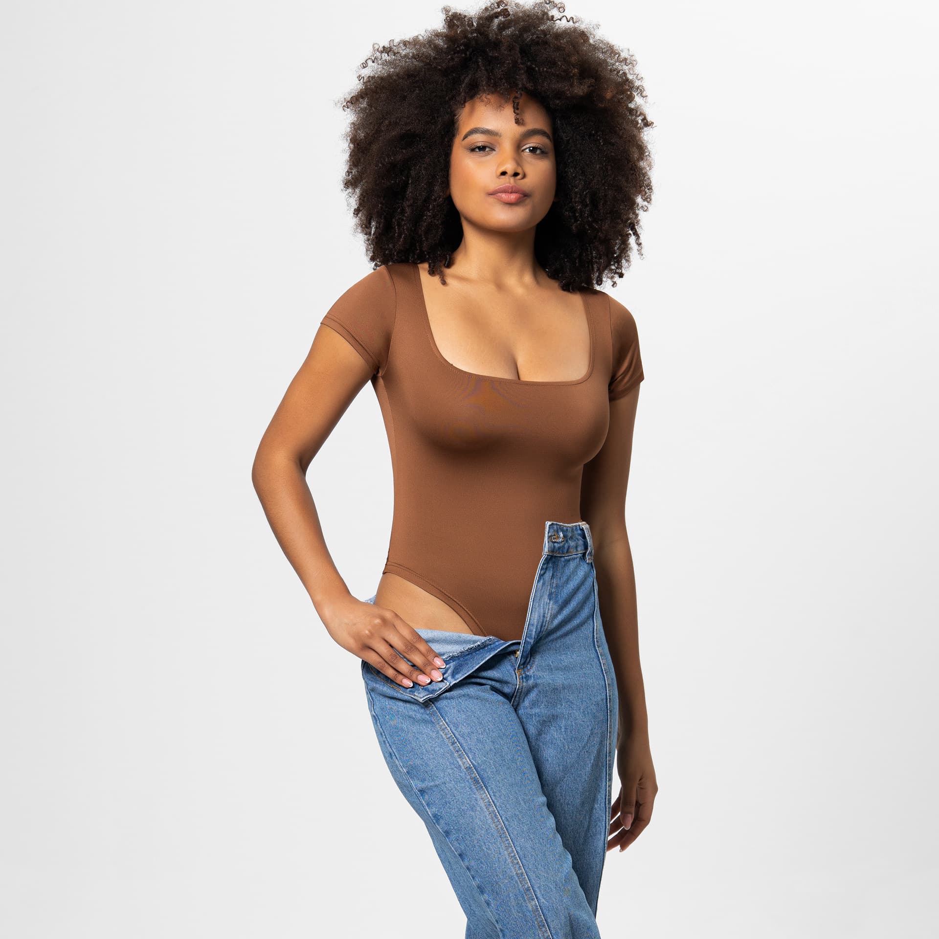 European and American Plus Size Women's Slim Fit Base Tee Long Sleeve Jumpsuit Women's Bodysuit Top