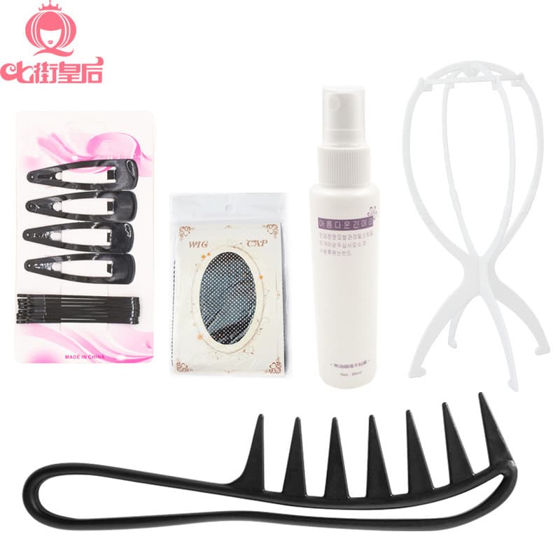 Seven Street Wig Care Hair Net Large Tooth Comb Stand Care Solution BB Clip Five-piece Care Tools Small Wholesale