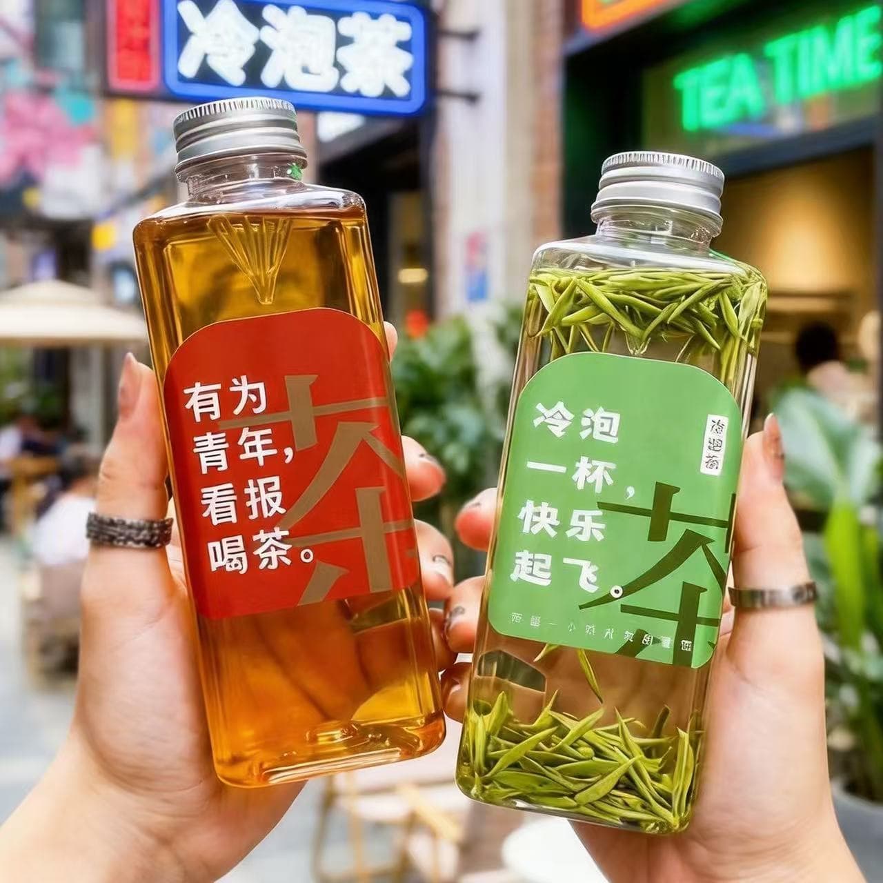 New oolong tea plastic bottle cold brew tea bottle Naixue cold brew tea bottle PET beverage with filter juice milk tea cup