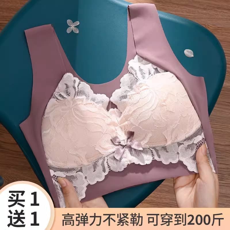 888# Popular TikTok Lace Plus Size Beautiful Back Cross-border Push-up Thin Bra for Curvy Women, Seamless, Makes Large Busts Look Smaller