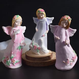 Cross-Border New Vintage Angel Silicone Mold, Angel Wings Handmade Statue Plaster Figurine DIY Candle Mold