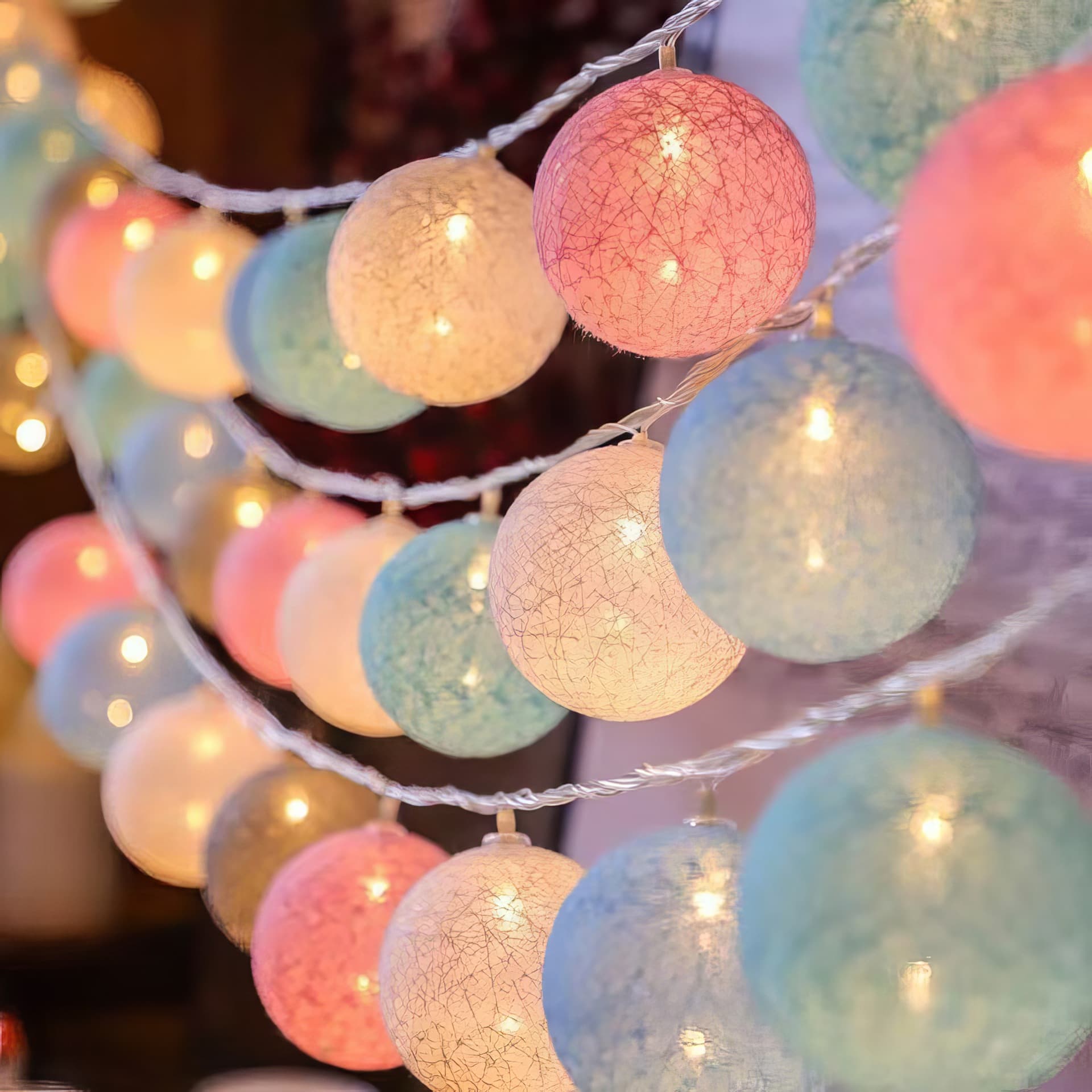 Cross-border LED Cotton Ball String Lights, Outdoor Camping, Children's Tent, Ambient Lights, Wedding Party Decorations, Birthdays