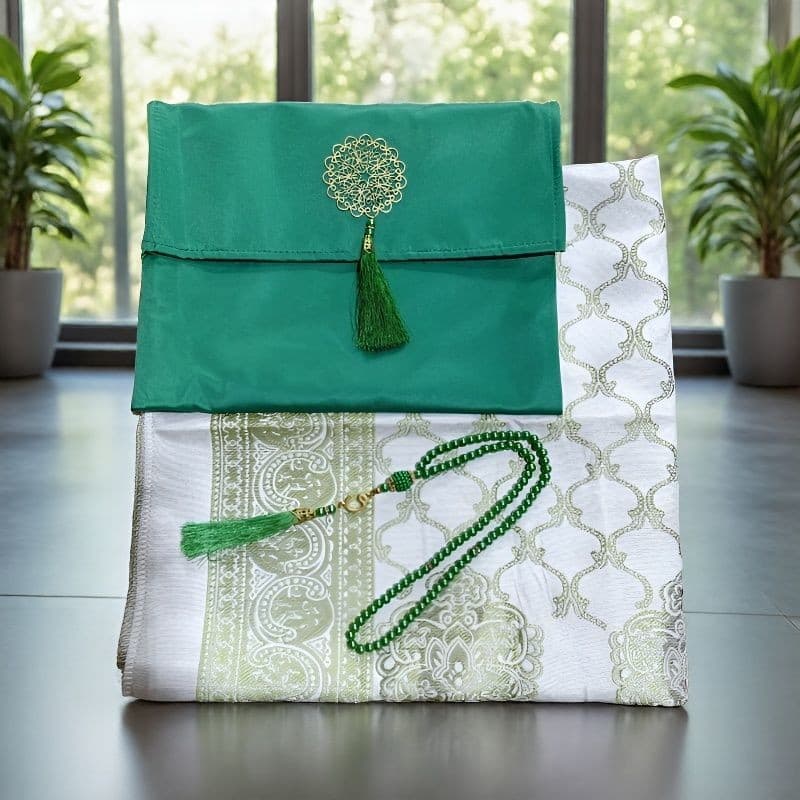 Cross-border Hot Selling Prayer Mat and Rosary Set Gift Pack with Cloth Bag Souvenir Travel Pouch Prayer Carpet