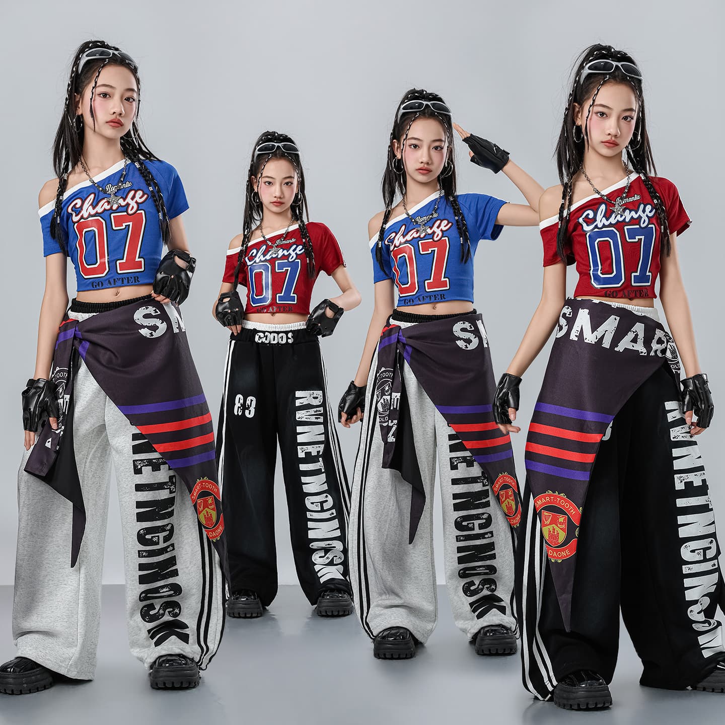 Girls Jazz Dance Performance Costume, Fashionable Catwalk American Style Hot Girl Short Sleeve Children's Street Dance Outfit