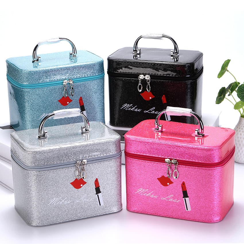 Women's Cute Japanese-Style Large-Capacity Portable Handheld Cosmetic Bag Storage Box Lip Makeup Case