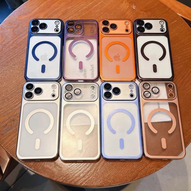 Compatible with iPhone 17 Pro Max Matte Electroplated Frosted Magnetic Phone Case with Lens Film, Apple 16 PC Protective Cover