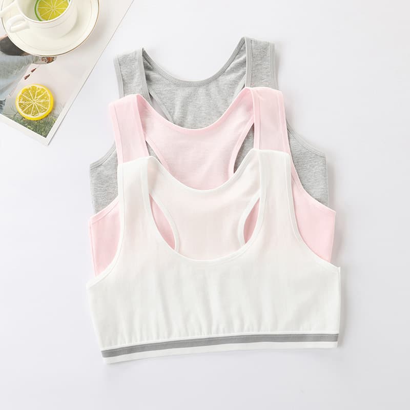 Bras for Female Students in Development, Sports Tops for Middle Schoolers, Pure Cotton Anti-Nipple Show for 12-14-16 Year Olds