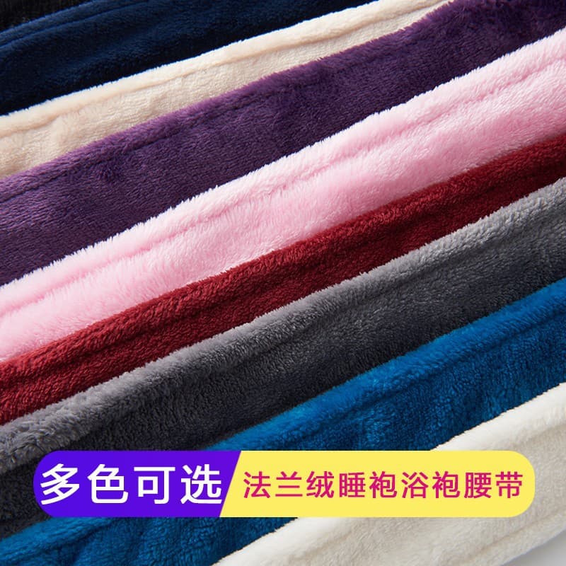 Coral Velvet Autumn and Winter Belt Nightgown, Flannel Pajamas, Spring and Summer Thin Lace-Up Bathrobe, Waist Rope Bathrobe Straps