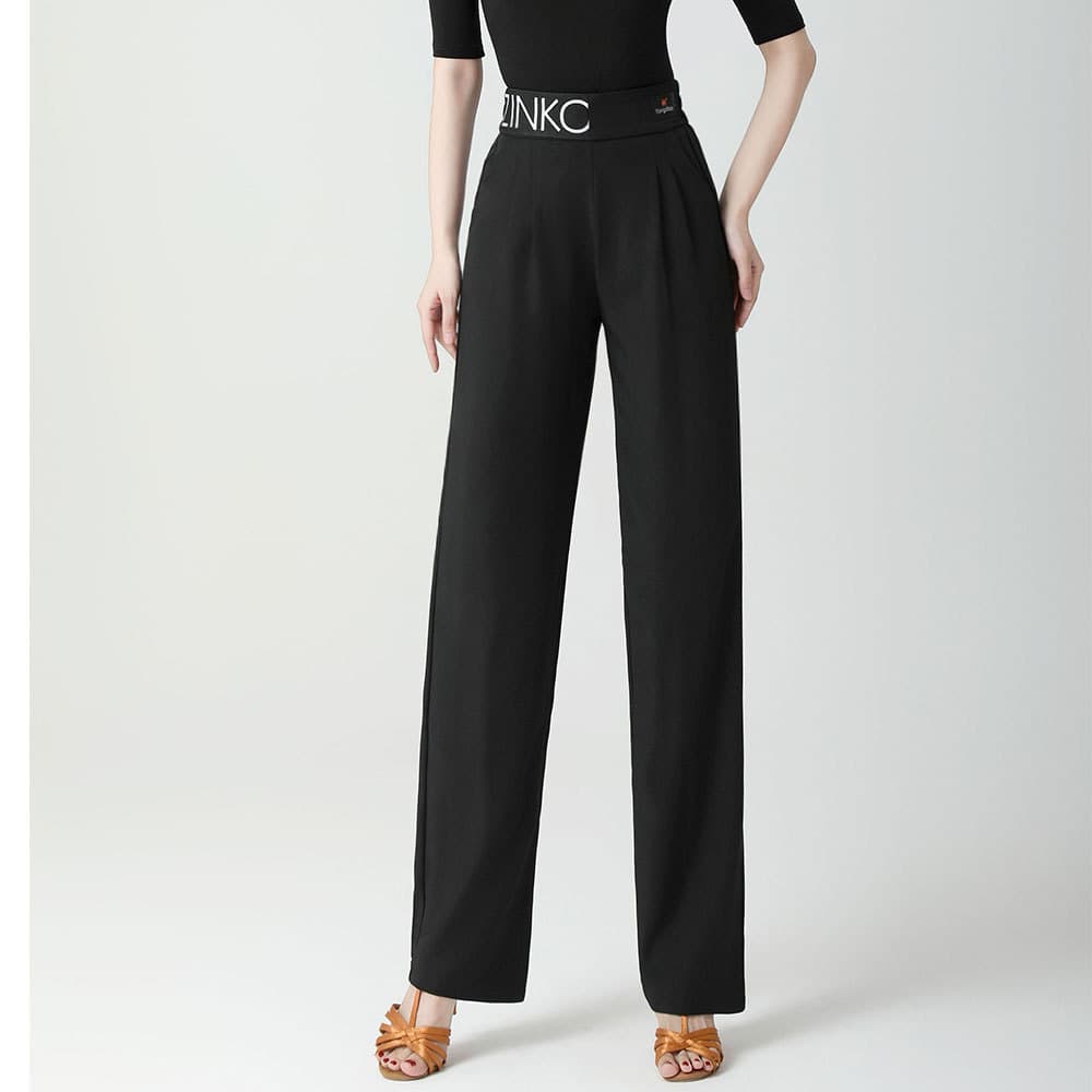 Yangdian Latin dance pants for women, adult 2025 new high-waist letter elastic waist, ballroom pants for practice.