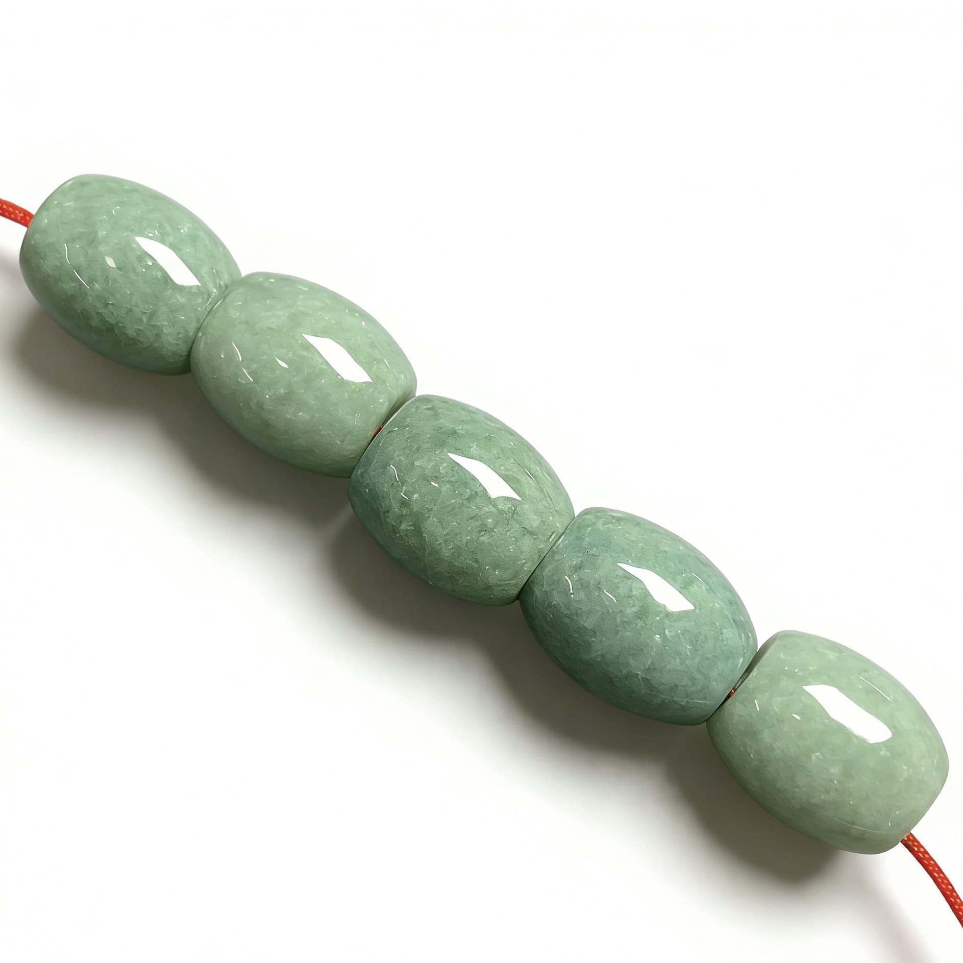 Burmese Jade Grade A Large Hole Long Bead Jade Oil Green Bean Seed Lulu Tong Rice Bead Weaving Accessory Small Jewelry Findings