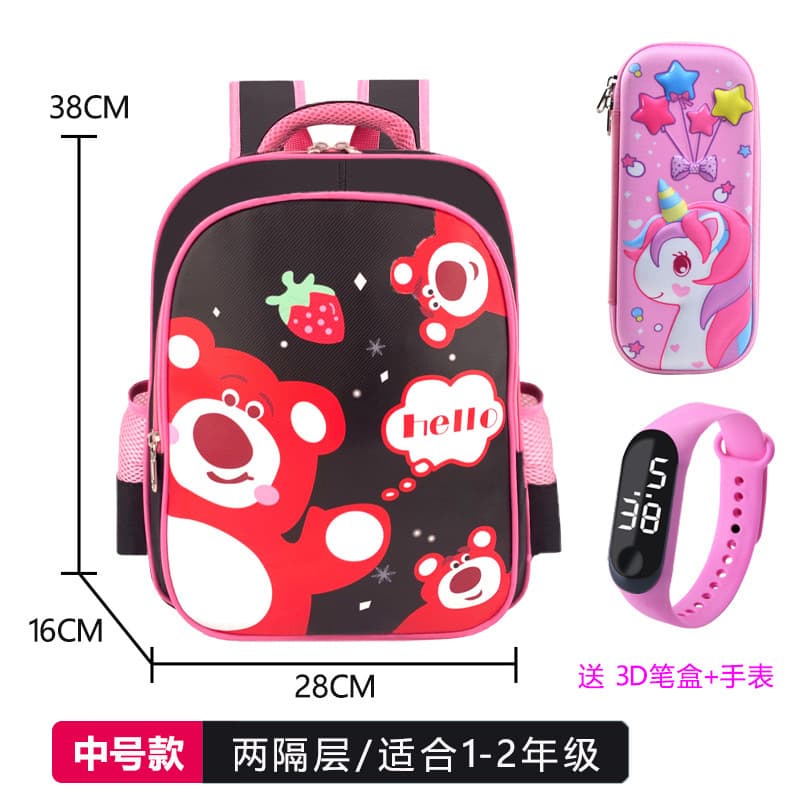 Kuromi Elementary School Backpack for Kindergarten to 6th Grade Girls, Cartoon Dual-Shoulder Spine-Protecting Weight-Reducing