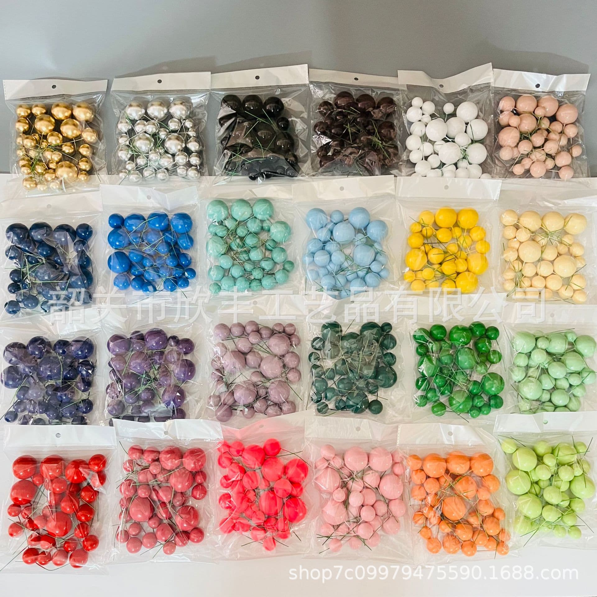 30 Assorted Foam Cake Decoration Balls in Macaron Colors with Glitter and Glossy Finish