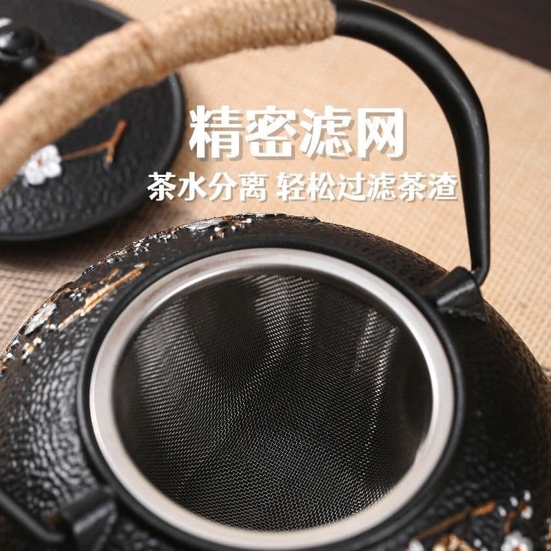 Cast Iron Kettle for Stove Top Tea Boiling, Outdoor Camping Water Kettle, Handmade Raw Iron Kettle, High Temperature Resistant Tea Pot