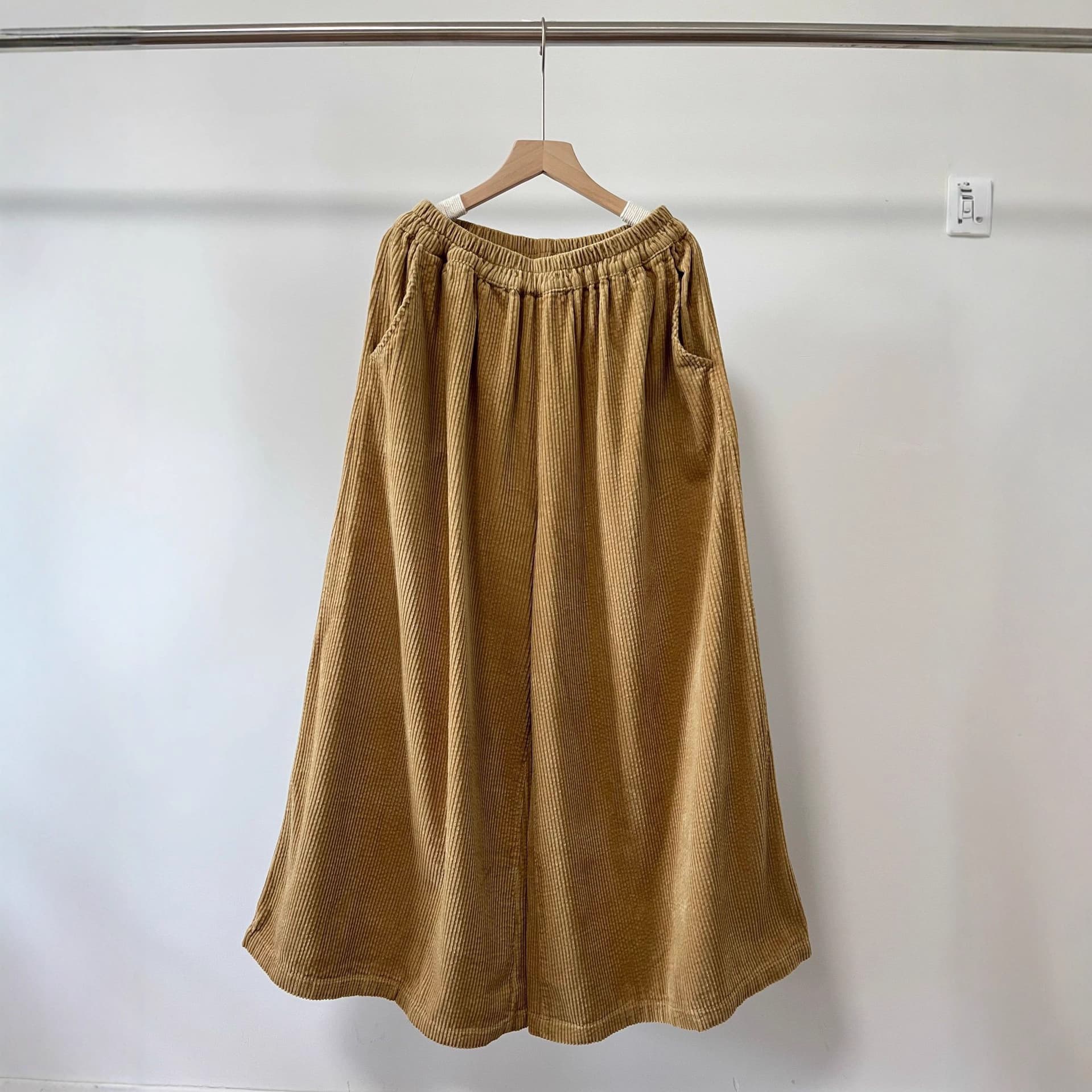 Guka Clothing Artistic Solid Corduroy Wide Leg Pants Autumn New Elastic Waist Slimming Loose Trousers Casual Long Pants