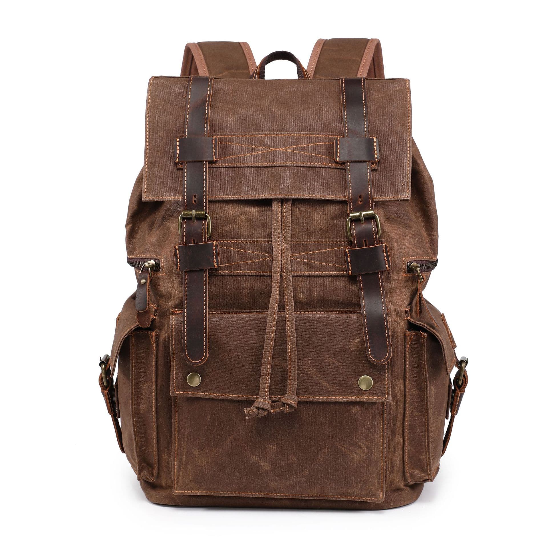 American Retro Backpack Men's and Women's Backpack Beeswax Canvas Travel Computer Crazy Horse Leather Bag Sports Mountaineering Bag