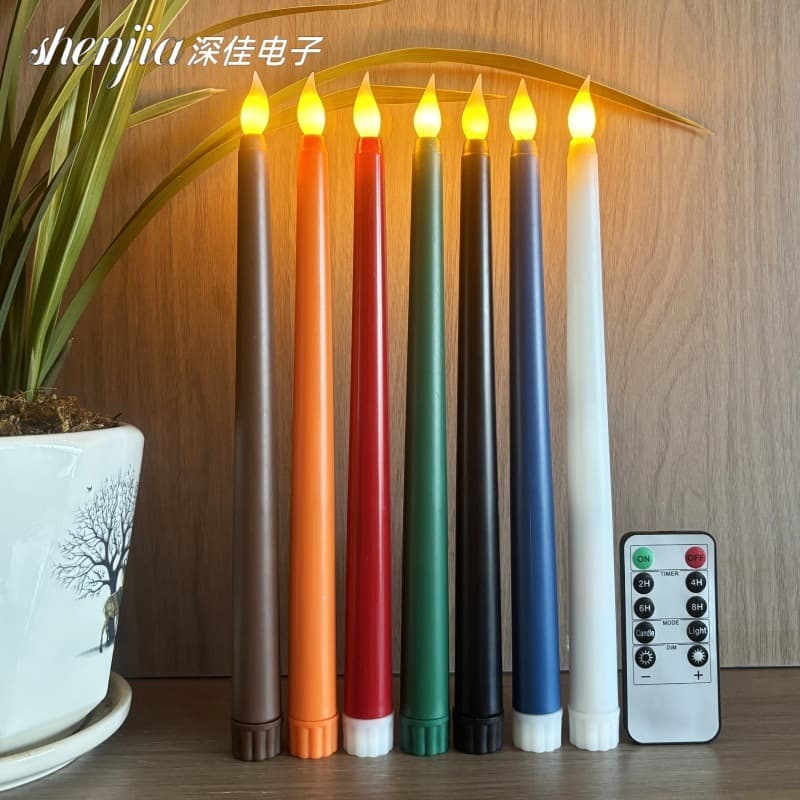 Remote Control Christmas Halloween Simulation Candle LED Candle Light Home Sharp Pole Candle Electronic Candle Round Cylinder Shape