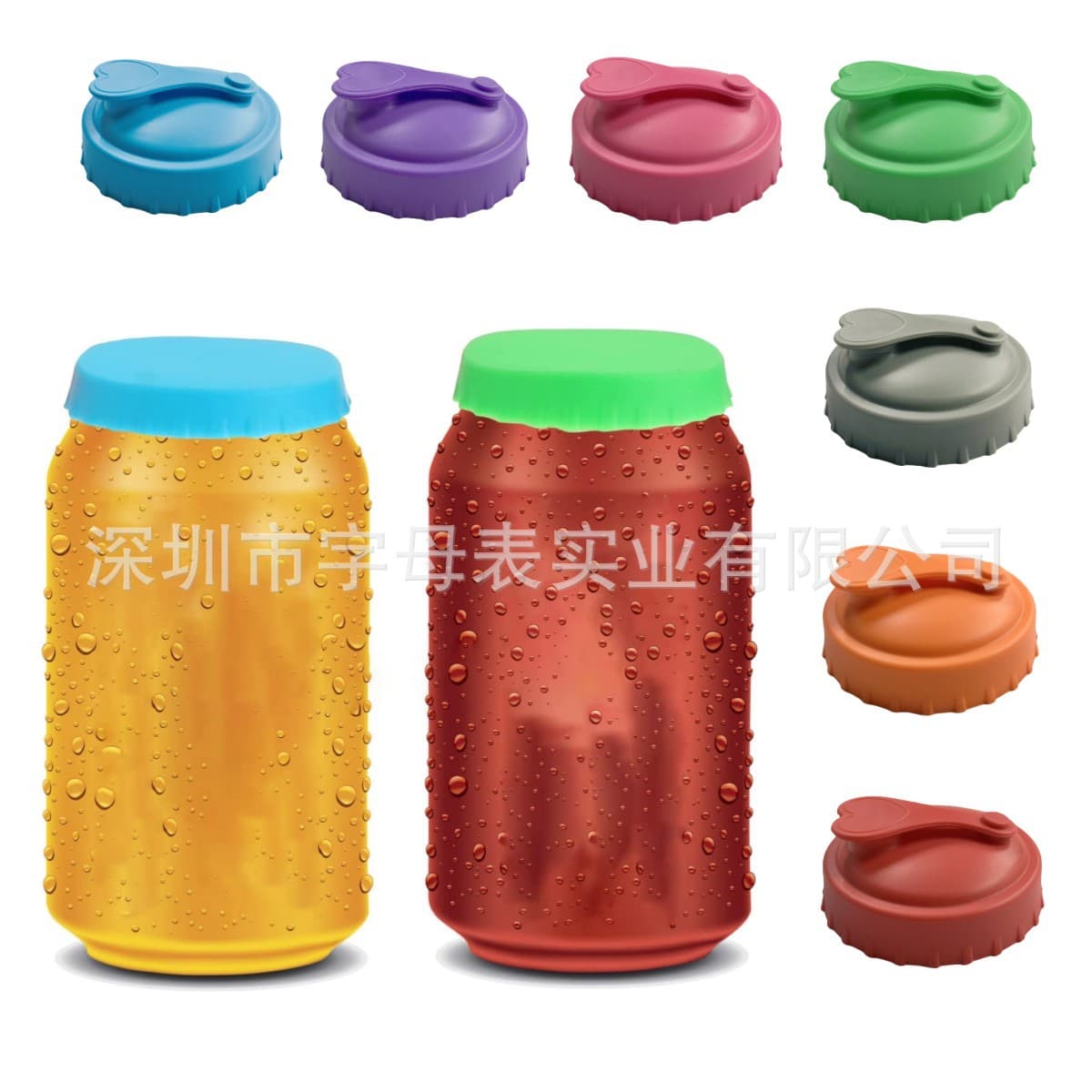 Cross-Border Hot Selling Silicone Soda Bottle Caps, Cola Caps, Reusable Leak-Proof Sealed Can Caps, Printable Logos