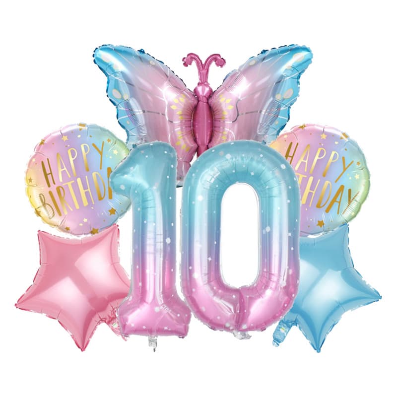 32-inch American version of starry sky gradient digital aluminum film balloon new butterfly balloon set girl birthday decoration balloon