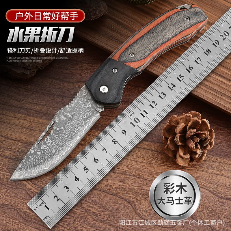 Damascus Steel Folding Knife Handle Meat Knife Sharp Beef and Mutton Peeler Multi-Purpose Small Fruit Knife
