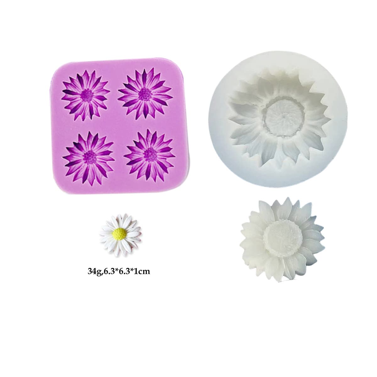Sun Flower Chrysanthemum Aromatherapy Candle Mold Gypsum Enlargement Stone Gum Dropping Gum Car Air Outlet Valentine's Day Silicone Mold