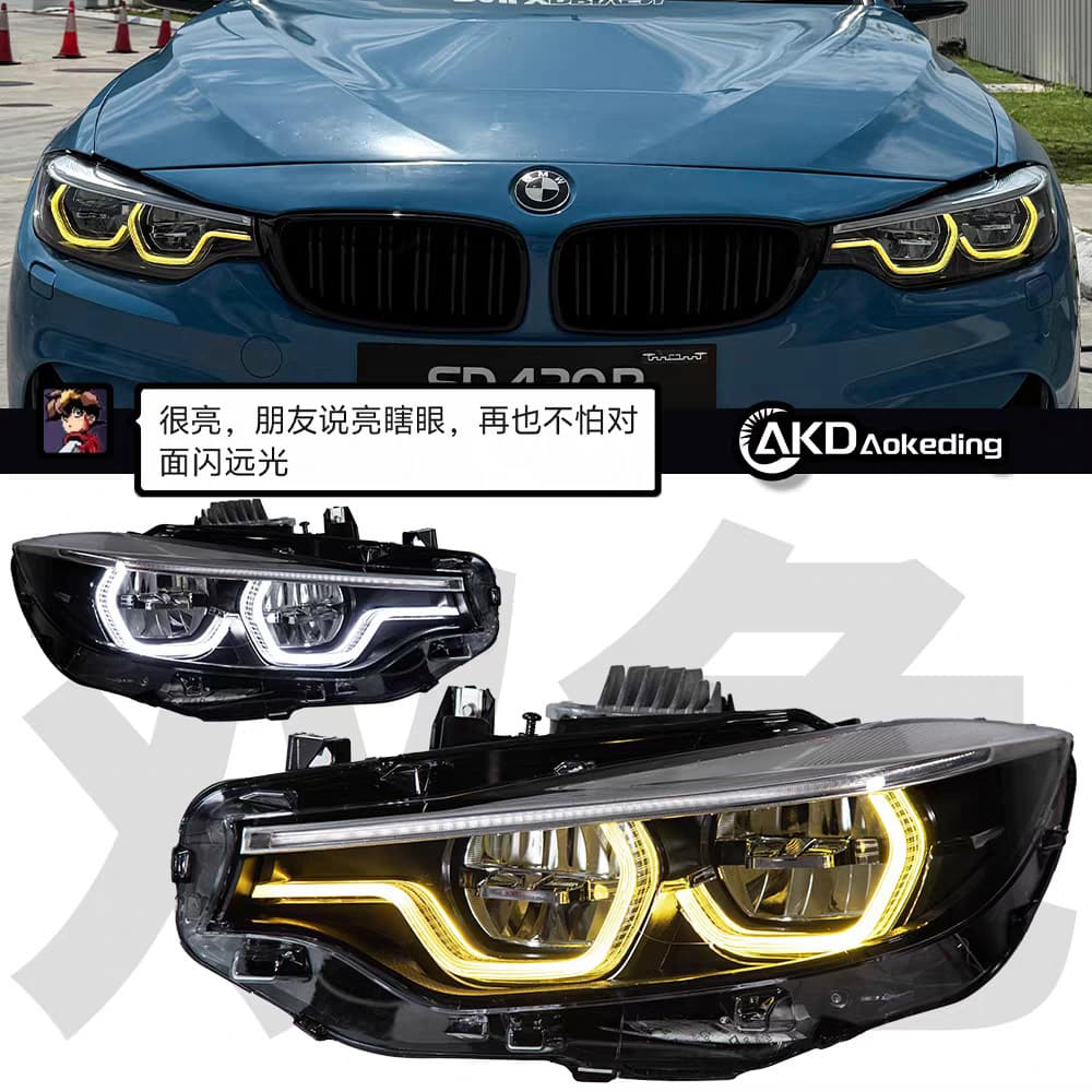 For 13-20 BMW 4 Series F32 F36 Modified Golden Eye Spoon Headlight Dual-Color Low to High Retrofit Old to New