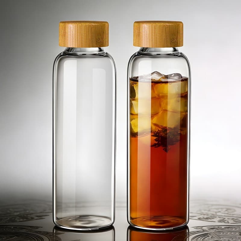 High-Temperature Resistant Water Cup, Efficient Sealing Portable Coffee Cup, Borosilicate Glass Bottle with Bamboo Lid, Transparent Cup for Drinks