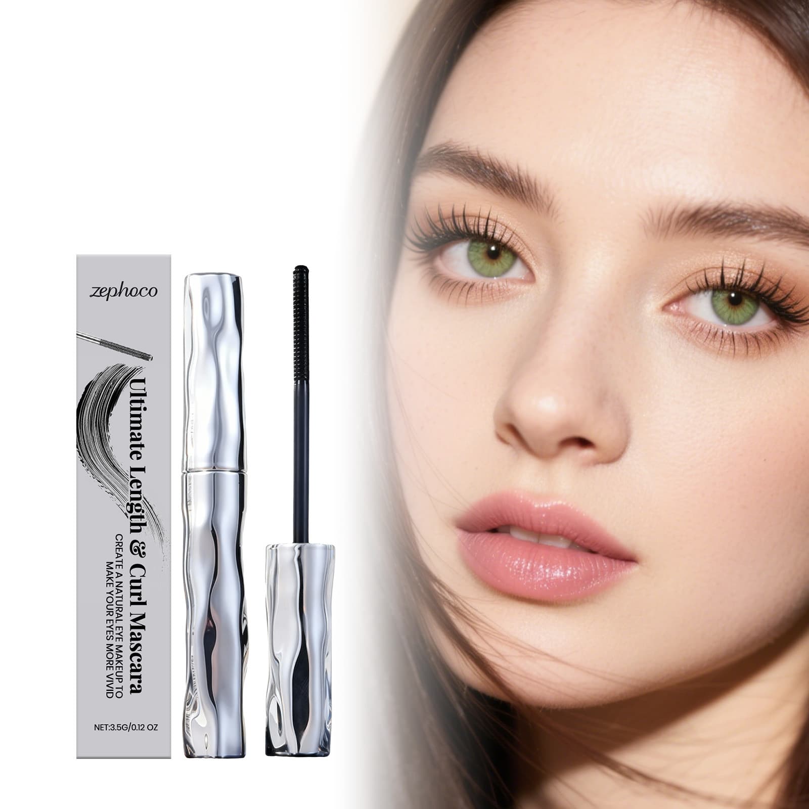 Zephoco Waterproof Long-Lasting Mascara Natural Curl Hold Waterproof Sweat-Proof Lengthening Smudge-Resistant